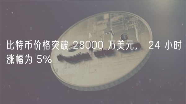 比特币价格突破 28000 万美元， 24 